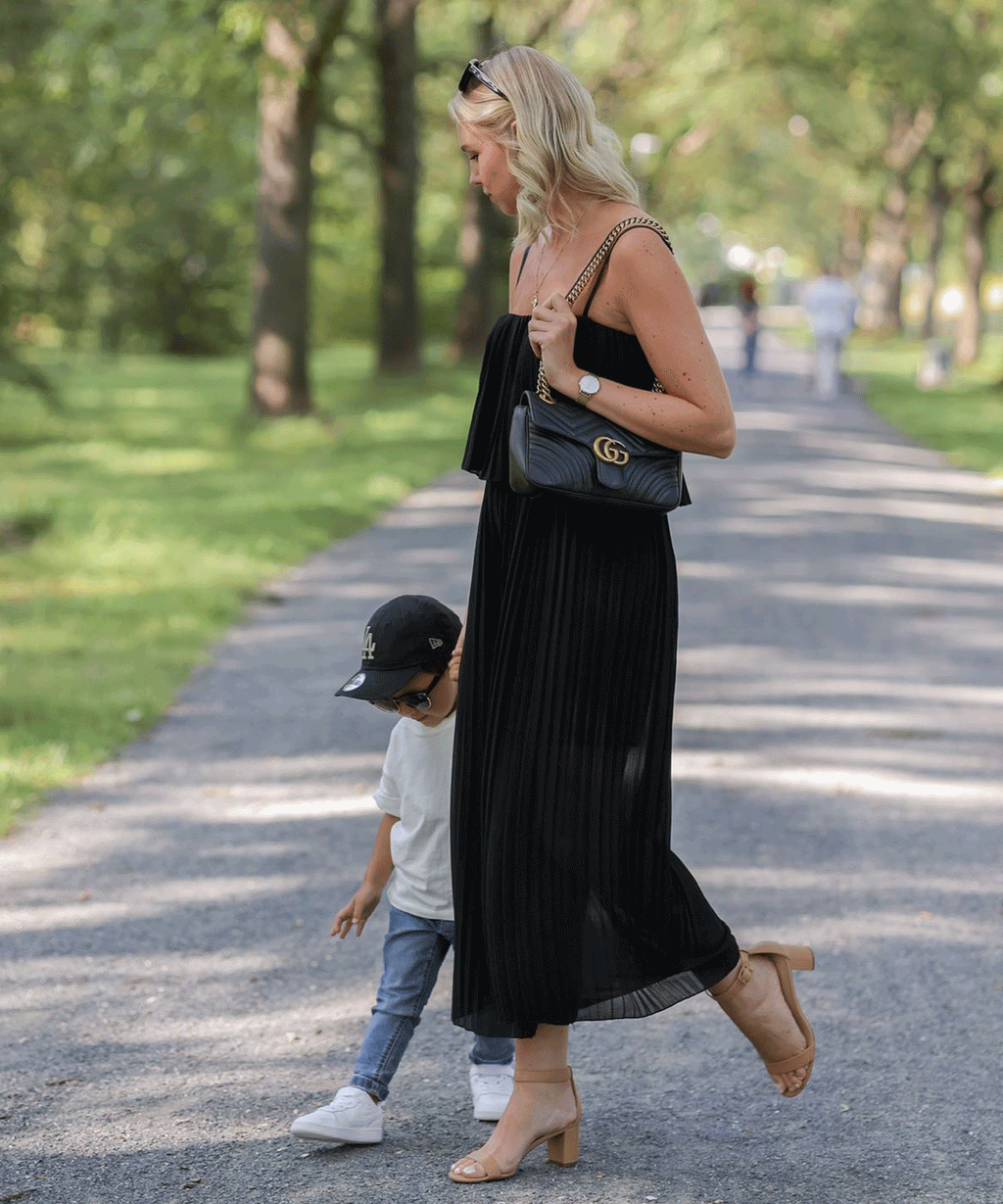 Pleated One-Piece Black