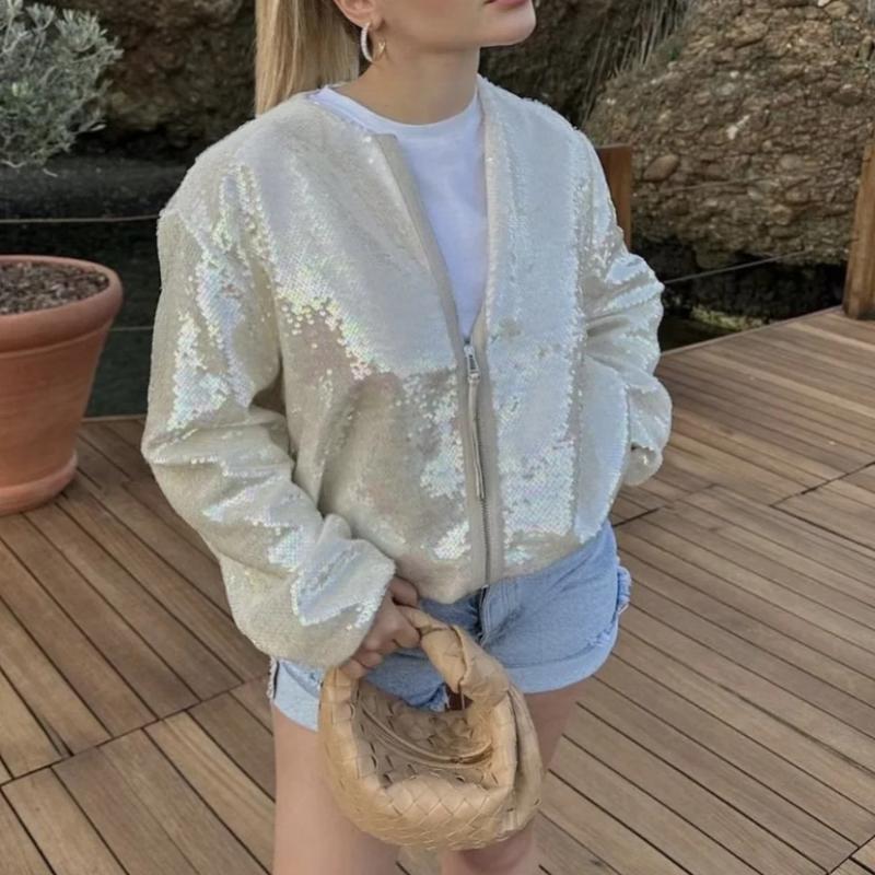 GR | Sparkling sequined jacket with zipper