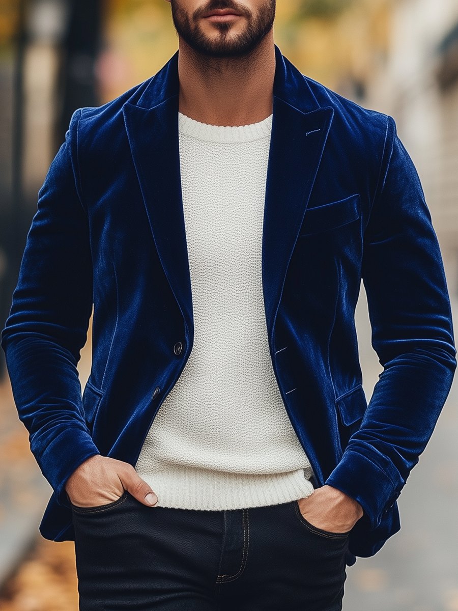 GR | Vintage Velvet Single-Breasted Suit Jacket Elegant & Stylish