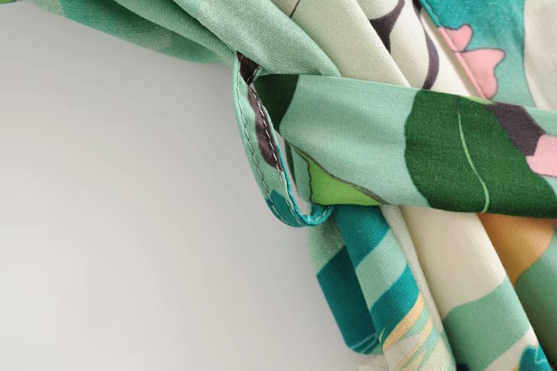GR | Green floral print kimono cardigan