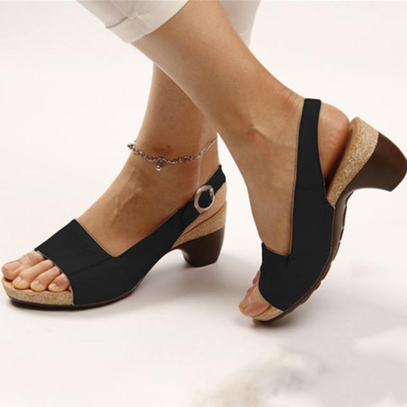GR - Women's slingback sandals with low heel and adjustable buckle | Comfortable women's sandals