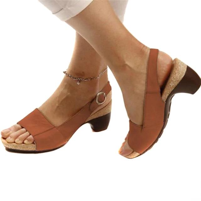 GR - Women's slingback sandals with low heel and adjustable buckle | Comfortable women's sandals