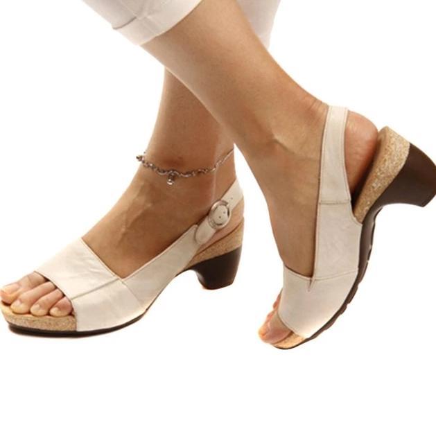 GR - Women's slingback sandals with low heel and adjustable buckle | Comfortable women's sandals