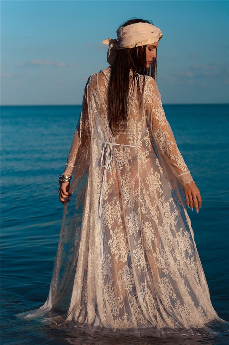 GR | White Lace Cardigan Tunic