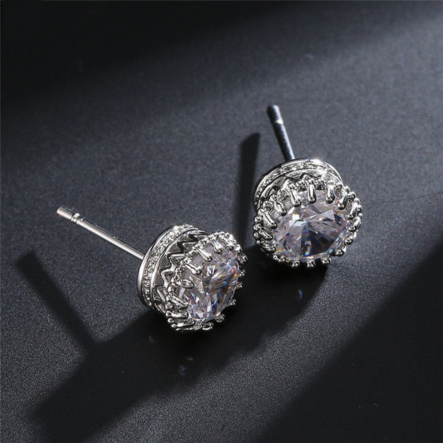 GR | Austrian Imitation Pearl Snow Flower Bridal CZ Stud Earrings