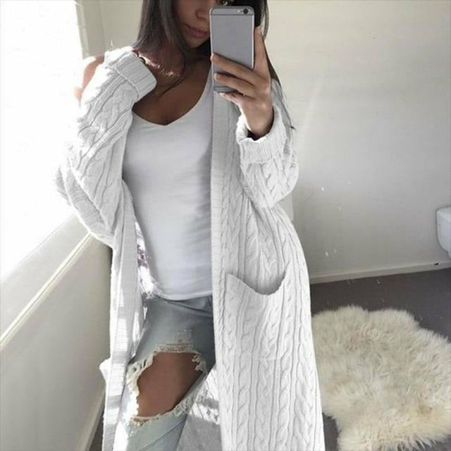 GR | Lässige Warme Lange Strickjacke