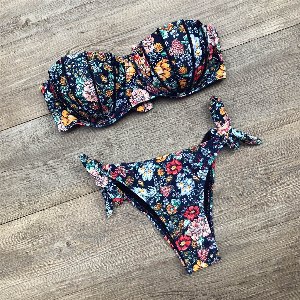GR | Bandeau Floral Pattern Bikini