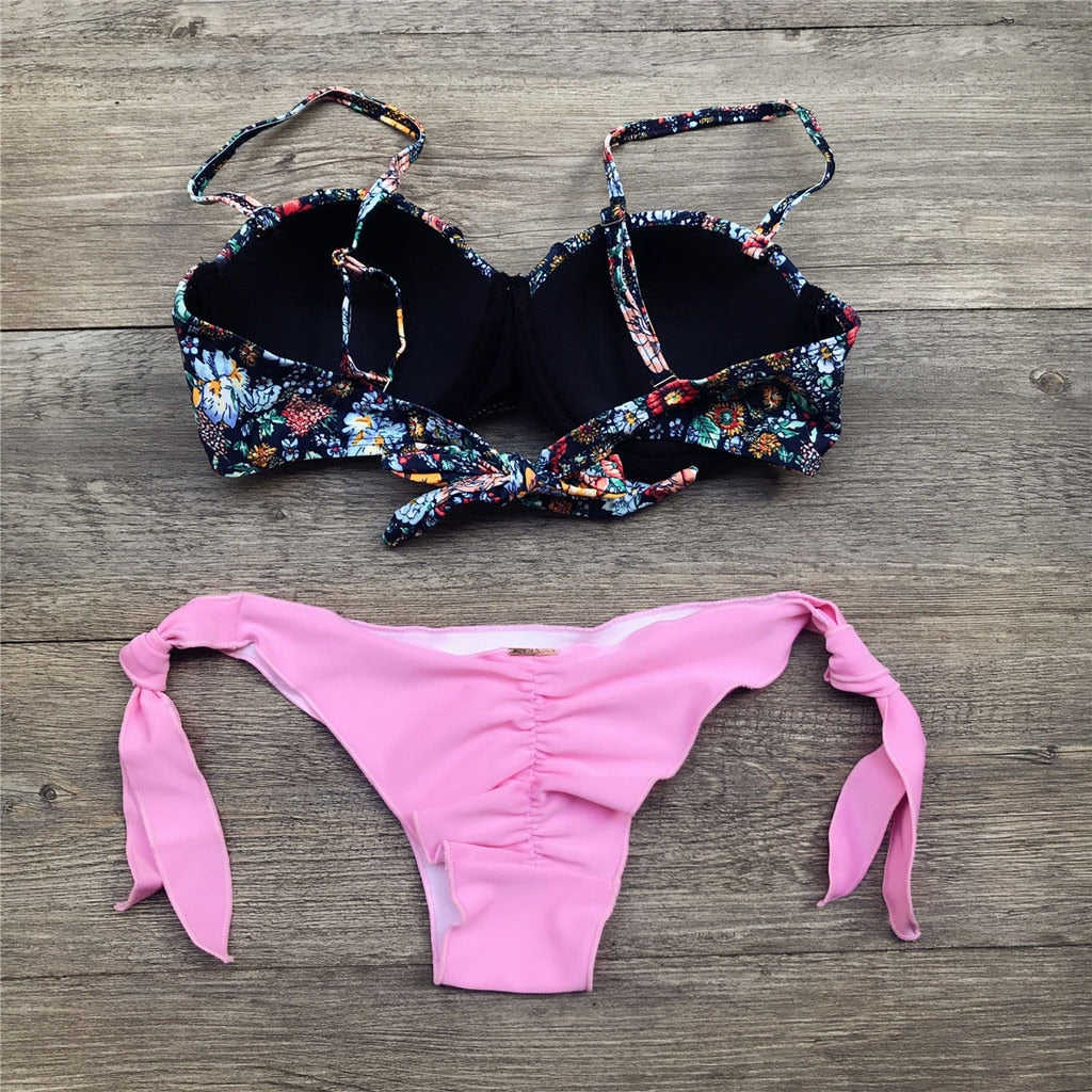 GR | Bandeau Floral Pattern Bikini