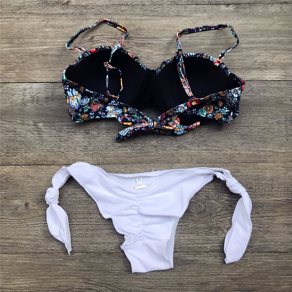 GR | Bandeau Floral Pattern Bikini