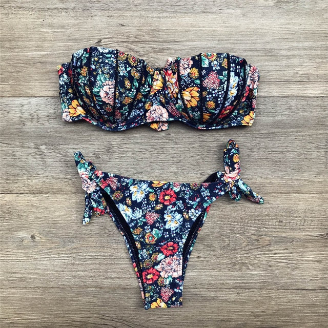 GR | Bandeau Floral Pattern Bikini