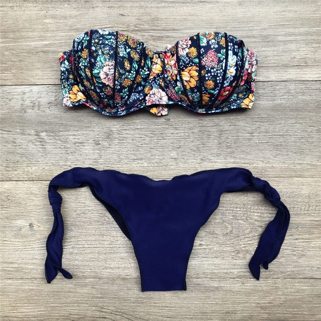 GR | Bandeau Floral Pattern Bikini