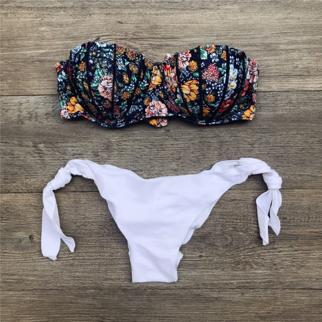 GR | Bandeau Floral Pattern Bikini