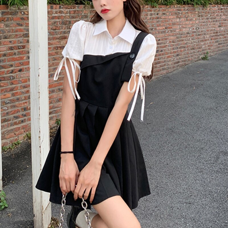 GR | Faltendes 2-In-1 Mini-Kleid mit Gebundenen Ärmeln