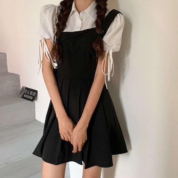 GR | Faltendes 2-In-1 Mini-Kleid mit Gebundenen Ärmeln