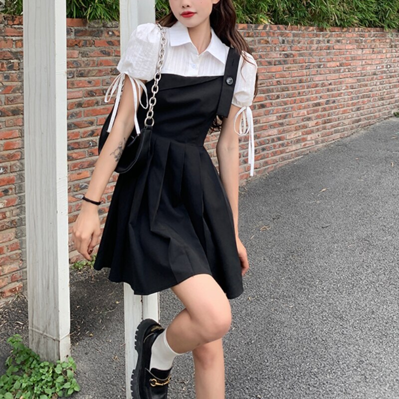 GR | Faltendes 2-In-1 Mini-Kleid mit Gebundenen Ärmeln