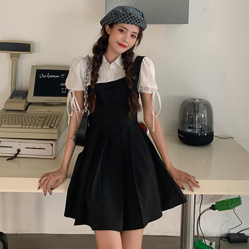 GR | Faltendes 2-In-1 Mini-Kleid mit Gebundenen Ärmeln