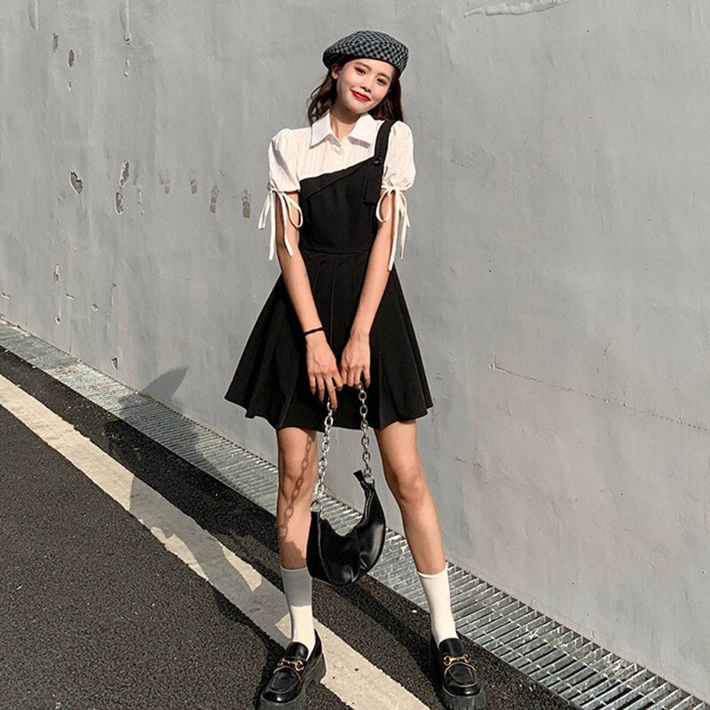 GR | Faltendes 2-In-1 Mini-Kleid mit Gebundenen Ärmeln