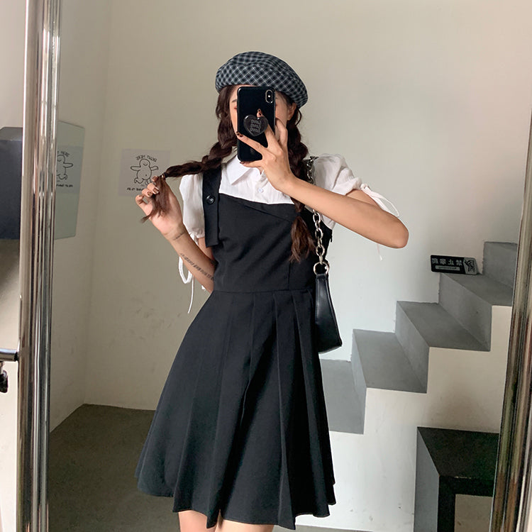 GR | Faltendes 2-In-1 Mini-Kleid mit Gebundenen Ärmeln
