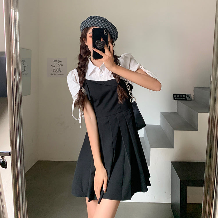 GR | Faltendes 2-In-1 Mini-Kleid mit Gebundenen Ärmeln