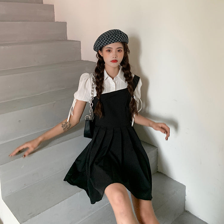 GR | Faltendes 2-In-1 Mini-Kleid mit Gebundenen Ärmeln