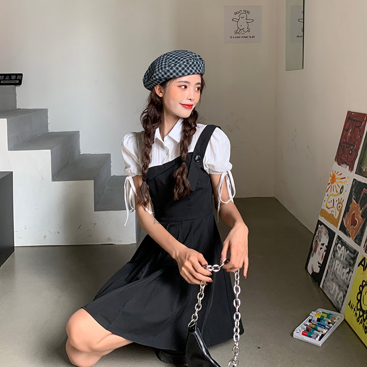 GR | Faltendes 2-In-1 Mini-Kleid mit Gebundenen Ärmeln