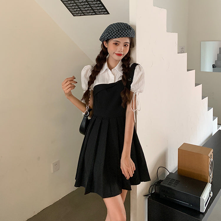 GR | Faltendes 2-In-1 Mini-Kleid mit Gebundenen Ärmeln
