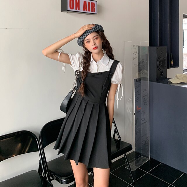 GR | Faltendes 2-In-1 Mini-Kleid mit Gebundenen Ärmeln