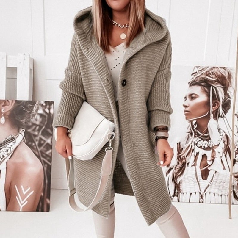 GR | Fashionable cardigan coat with hood