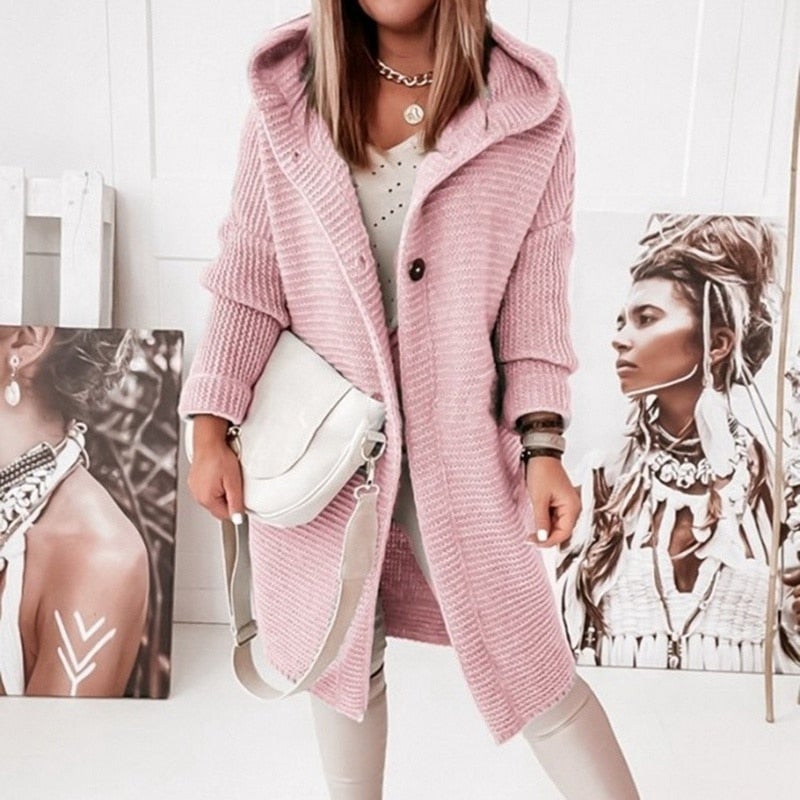 GR | Fashionable cardigan coat with hood