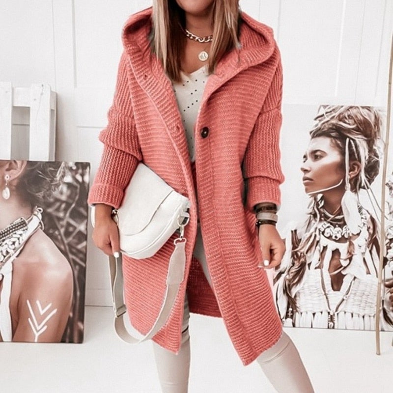 GR | Fashionable cardigan coat with hood