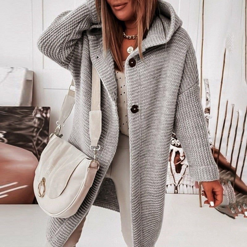 GR | Fashionable cardigan coat with hood