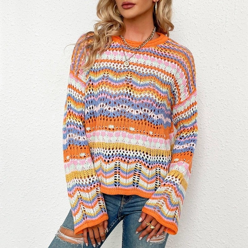GR | Buntgestreifter Strickpullover