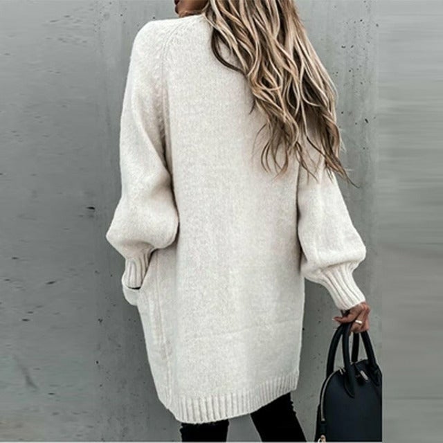 GR | Langes, weiches Damenstrickjacke mit einer lässigen Passform