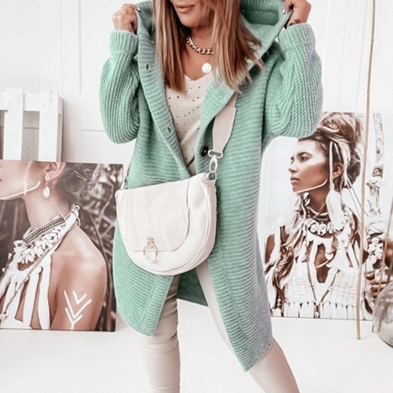 GR | Fashionable cardigan coat with hood