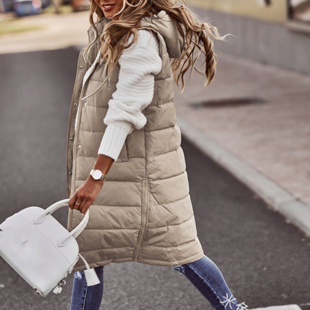 GR - Long padded vest with hood