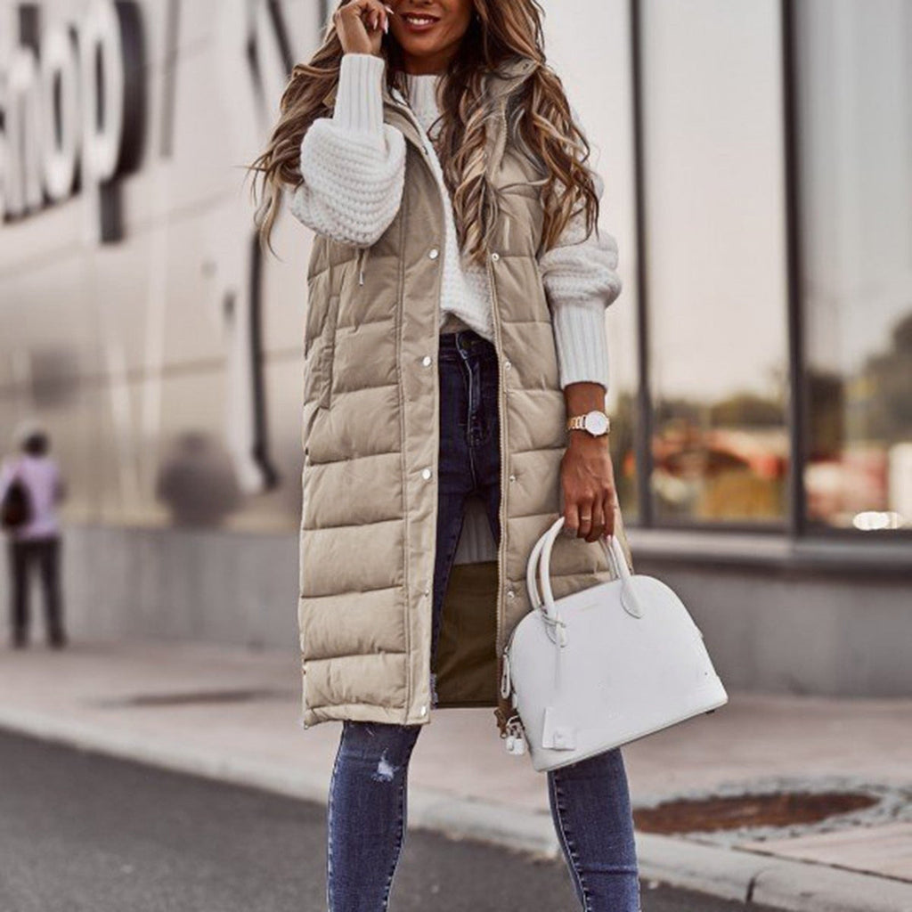 GR - Long padded vest with hood