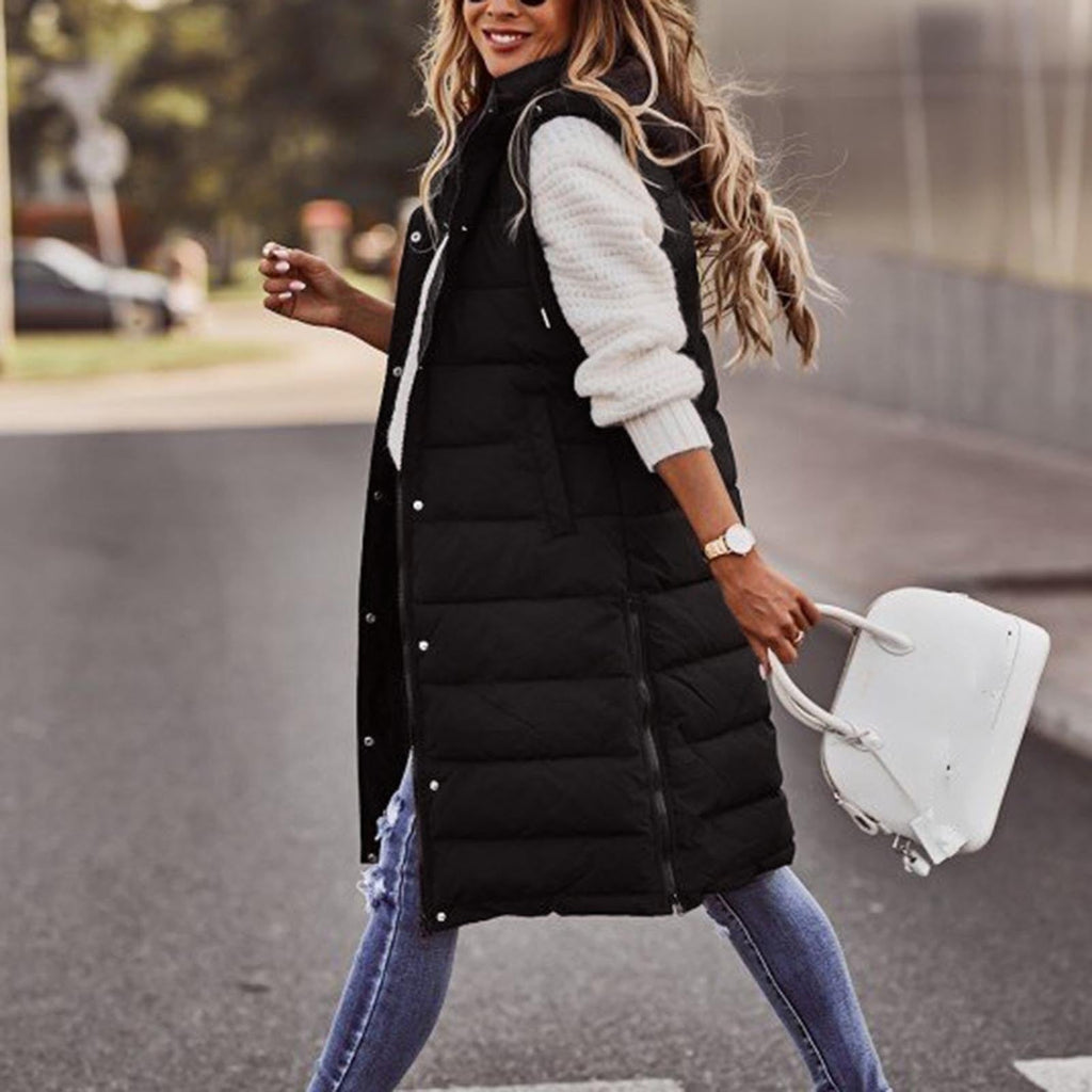 GR - Long padded vest with hood