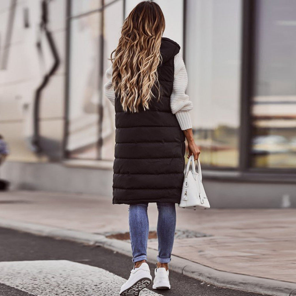 GR - Long padded vest with hood