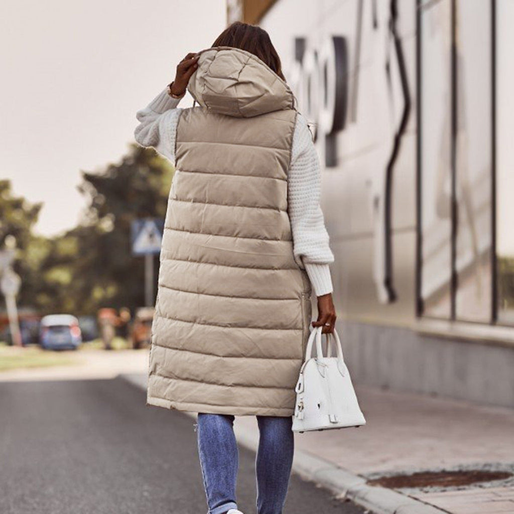 GR - Long padded vest with hood