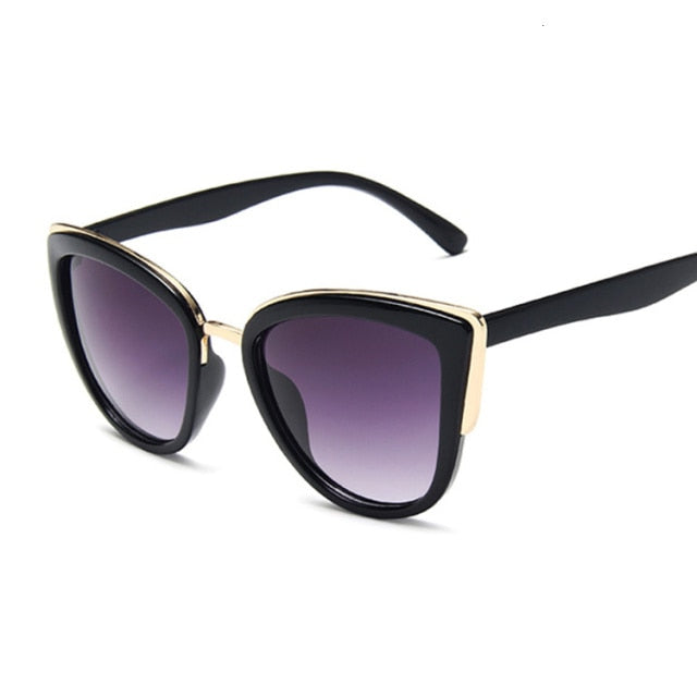 GR | Cat Eye Retro Driving Round Metal Frame Sunglasses