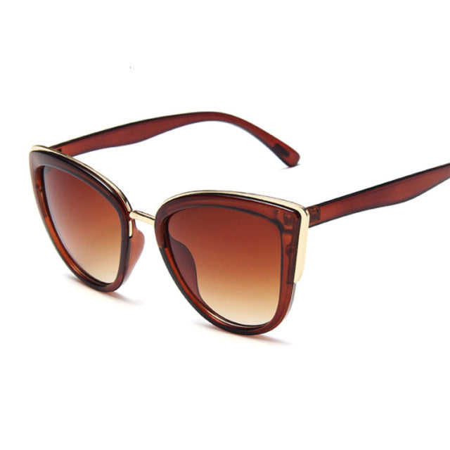 GR | Cat Eye Retro Driving Round Metal Frame Sunglasses