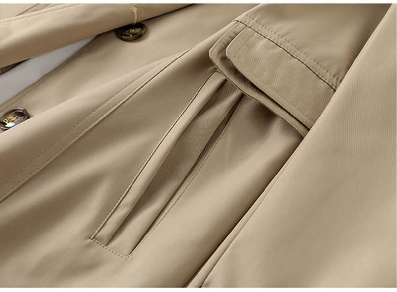 GR | Modern trench coat with high collar and buttons for women