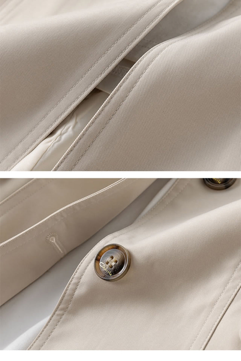 GR | Modern trench coat with high collar and buttons for women