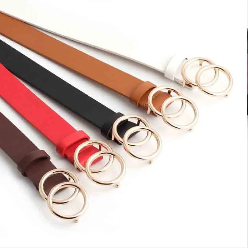 Beltona - Women's leather belt with O-ring buckle 