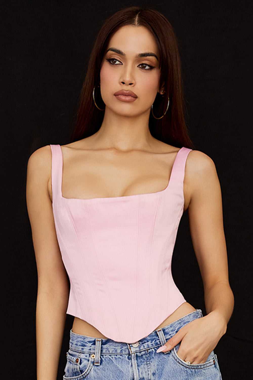 GR | Fairy Pink Satin Longline Corset