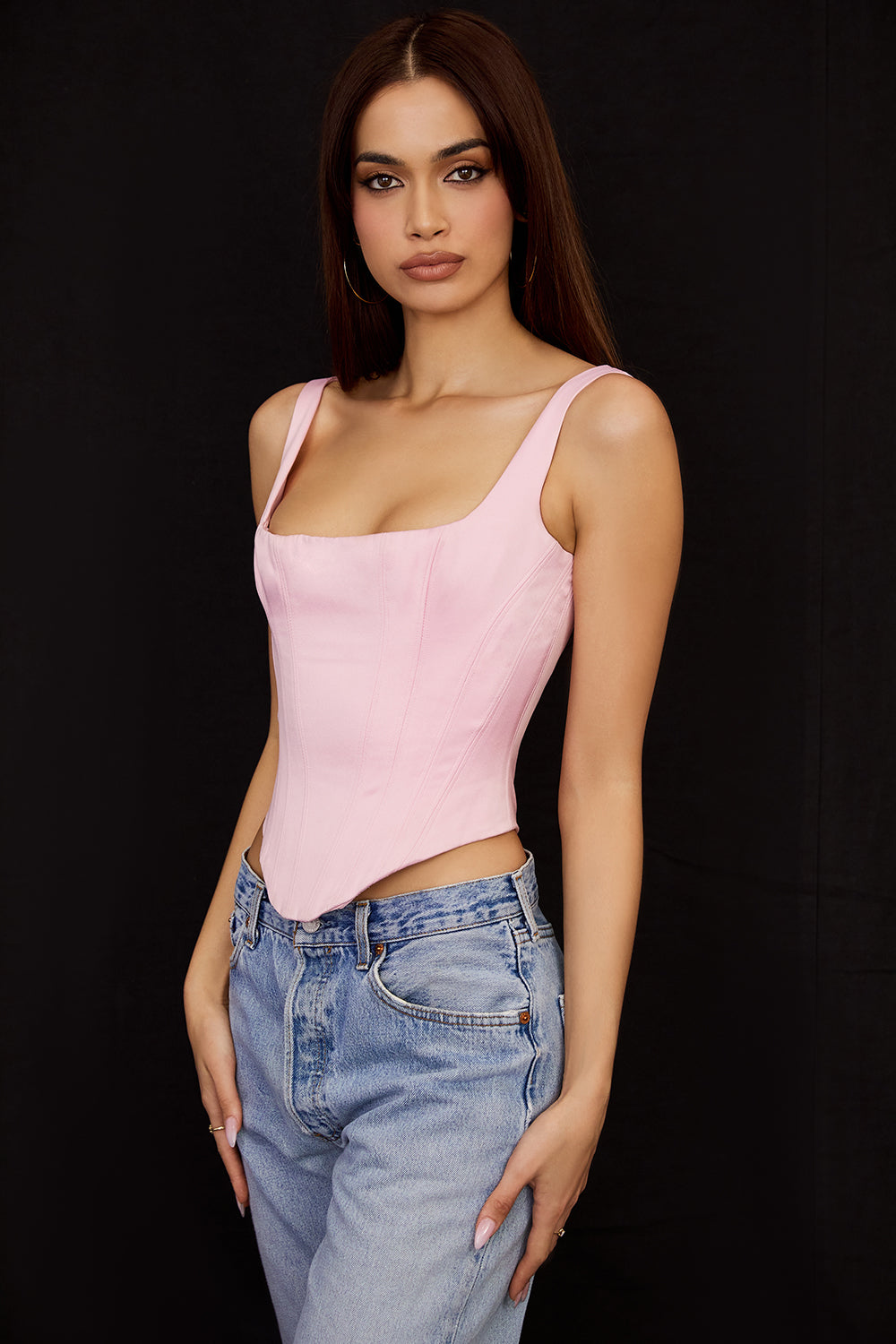 GR | Fairy Pink Satin Longline Corset