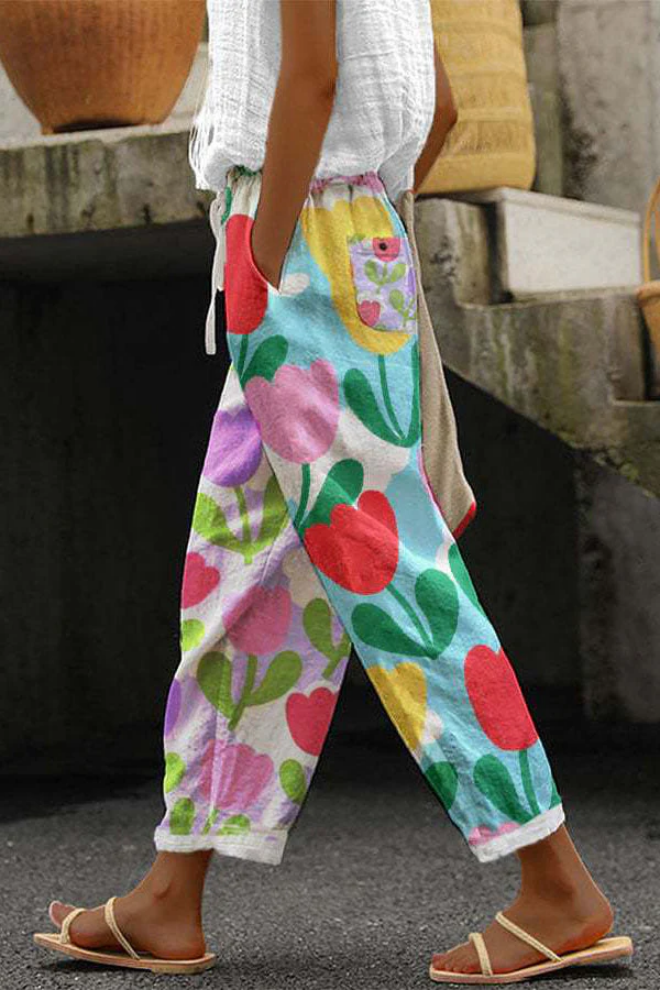 GR | Lässig Unique Printed Button Pocket Pants