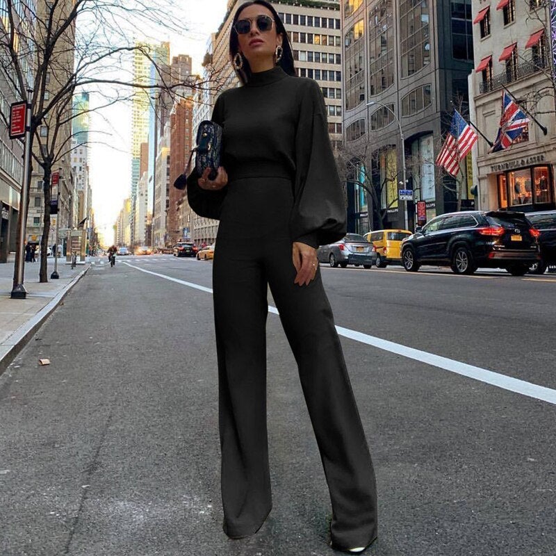GR | Stand-up collar long-sleeved jumpsuit