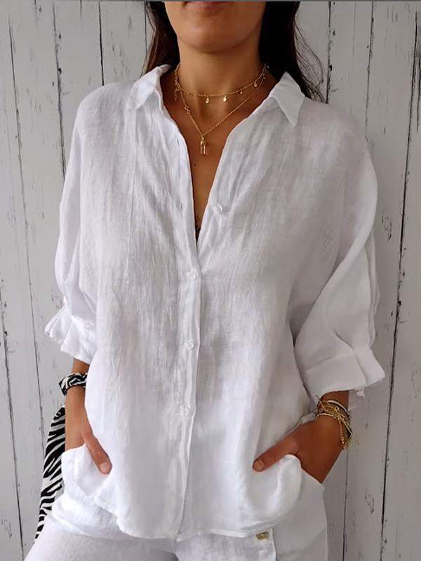 GR | Relaxed Fit Baumwolle Leinen Sommer Shirt