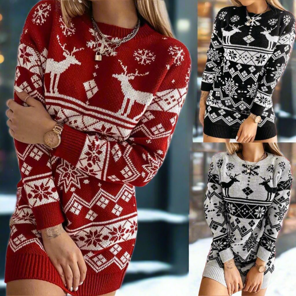 GR | Fashionable knit dress with print